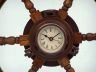 Deluxe Class Wood and Antique Copper Ship Stering Wheel Clock 24 - 6