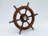 Deluxe Class Wood and Antique Copper Ship Stering Wheel Clock 24 - 1