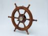 Deluxe Class Wood and Antique Copper Ship Stering Wheel Clock 24 - 2