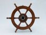 Deluxe Class Wood and Antique Copper Ship Stering Wheel Clock 24 - 3