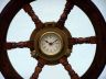 Deluxe Class Wood and Antique Brass Ship Stering Wheel Clock 24 - 6