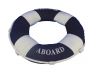 Blue Welcome Aboard Decorative Life Ring Pillow 14 - 2