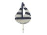 Wooden Rustic Decorative Blue and White Sailboat with Hook 7 - 3