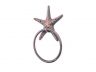 Rustic Copper Cast Iron Starfish Bathroom Set of 3 - Large Bath Towel Holder and Towel Ring and Toilet Paper Holder - 2