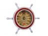Wooden Rustic White and Red Ship Wheel Knot Faced Clock 12 - 5