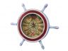 Wooden Rustic White and Red Ship Wheel Knot Faced Clock 12 - 3
