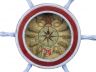 Wooden Rustic White and Red Ship Wheel Knot Faced Clock 12 - 1