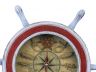 Wooden Rustic White and Red Ship Wheel Knot Faced Clock 12 - 2