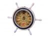 Wooden Rustic White Ship Wheel with Dark Blue Knot Faced Clock 12 - 3