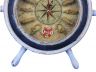 Wooden Rustic White Ship Wheel with Dark Blue Knot Faced Clock 12 - 4