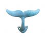 Rustic Light Blue Whitewashed Cast Iron Decorative Whale Tail Hook 5 - 1