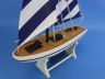 Wooden It Floats 12 - Rustic Blue Striped Floating Sailboat Model - 3