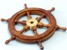 Deluxe Class Wood and Brass Decorative Ship Wheel 15 - 6