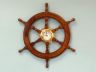 Deluxe Class Wood And Brass Ship Wheel Clock 24 - 7