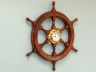 Deluxe Class Wood And Brass Ship Wheel Clock 24 - 1