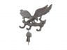 Cast Iron Flying Eagle Landing on a Tree Branch Decorative Metal Wall Hooks 7.5 - 3