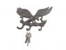 Cast Iron Flying Eagle Landing on a Tree Branch Decorative Metal Wall Hooks 7.5 - 5