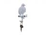 Whitewashed Cast Iron Eagle Sitting on a Tree Branch Decorative Metal Wall Hook 6.5 - 3