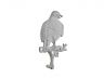 Whitewashed Cast Iron Eagle Sitting on a Tree Branch Decorative Metal Wall Hook 6.5 - 4