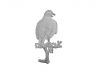 Whitewashed Cast Iron Eagle Sitting on a Tree Branch Decorative Metal Wall Hook 6.5 - 5