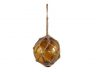 Amber Japanese Glass Ball Fishing Float With Brown Netting Decoration 4 - 6
