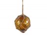 Amber Japanese Glass Ball Fishing Float With Brown Netting Decoration 4 - 5