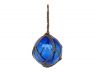Blue Japanese Glass Ball Fishing Float With Brown Netting Decoration 4 - 6