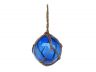 Blue Japanese Glass Ball Fishing Float With Brown Netting Decoration 4 - 5