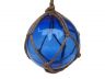 Blue Japanese Glass Ball Fishing Float With Brown Netting Decoration 4 - 4