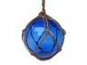 Blue Japanese Glass Ball Fishing Float With Brown Netting Decoration 4 - 3