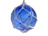 Blue Japanese Glass Ball With White Netting Christmas Ornament 4 - 7