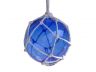 Blue Japanese Glass Ball With White Netting Christmas Ornament 4 - 6