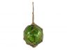 Green Japanese Glass Ball Fishing Float With Brown Netting Decoration 4 - 5
