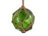 Green Japanese Glass Ball Fishing Float With Brown Netting Decoration 4 - 1