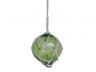 Green Japanese Glass Ball Fishing Float With White Netting Decoration 4 - 5