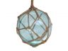 Light Blue Japanese Glass Ball Fishing Float With Brown Netting Decoration 4 - 3