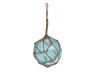 Light Blue Japanese Glass Ball Fishing Float With Brown Netting Decoration 4 - 2