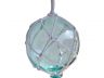 Light Blue Japanese Glass Ball With White Netting Christmas Ornament 4 - 1