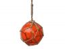 Orange Japanese Glass Ball Fishing Float With Brown Netting Decoration 4 - 4
