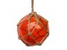 Orange Japanese Glass Ball Fishing Float With Brown Netting Decoration 4 - 1