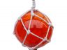 Orange Japanese Glass Ball Fishing Float With White Netting Decoration 4 - 2