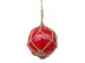 Red Japanese Glass Ball Fishing Float With Brown Netting Decoration 4 - 5