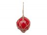 Red Japanese Glass Ball Fishing Float With Brown Netting Decoration 4 - 3