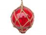 Red Japanese Glass Ball Fishing Float With Brown Netting Decoration 4 - 1
