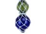Blue - Green - Blue Japanese Glass Ball Fishing Floats with White Netting Decoration 11 - 1