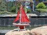 Wooden It Floats 21 - Red Floating Sailboat Model with Red Sails  - 7