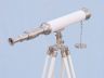 Floor Standing Brushed Nickel With White Leather Harbor Master Telescope 50 - 4