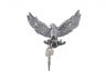 Rustic Silver Cast Iron Flying Eagle Decorative Metal Talons Wall Hooks 6 - 3