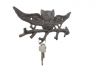 Cast Iron Flying Owl Landing on a Tree Branch Decorative Metal Wall Hooks 7.5 - 1