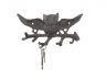 Cast Iron Flying Owl Landing on a Tree Branch Decorative Metal Wall Hooks 7.5 - 3
